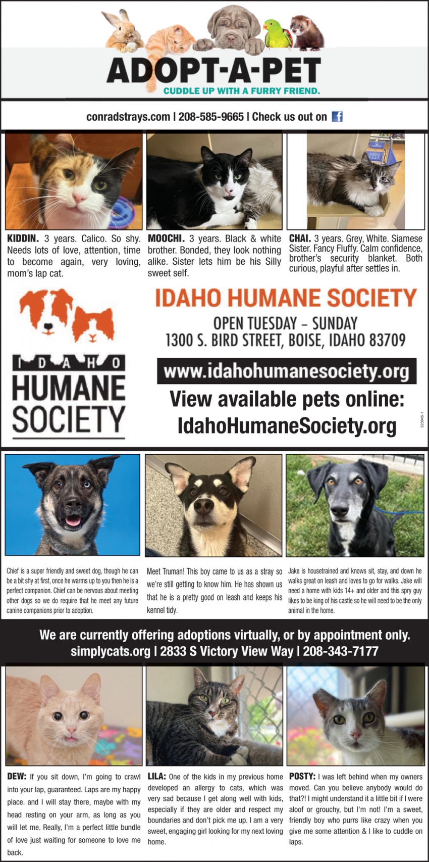 Adopt a Pet, Idaho Humane Society, Boise, ID